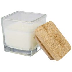 Ambra square glass candle with bamboo lid
