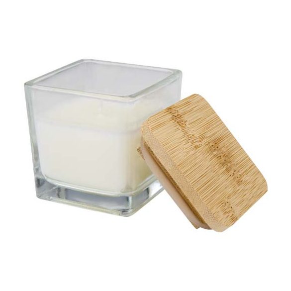 Ambra square glass candle with bamboo lid