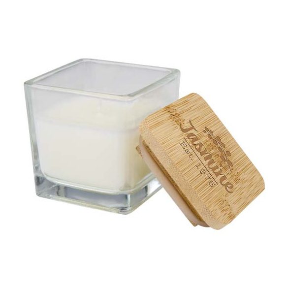 Ambra square glass candle with bamboo lid