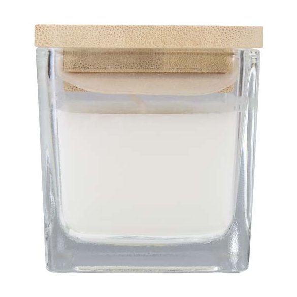 Ambra square glass candle with bamboo lid