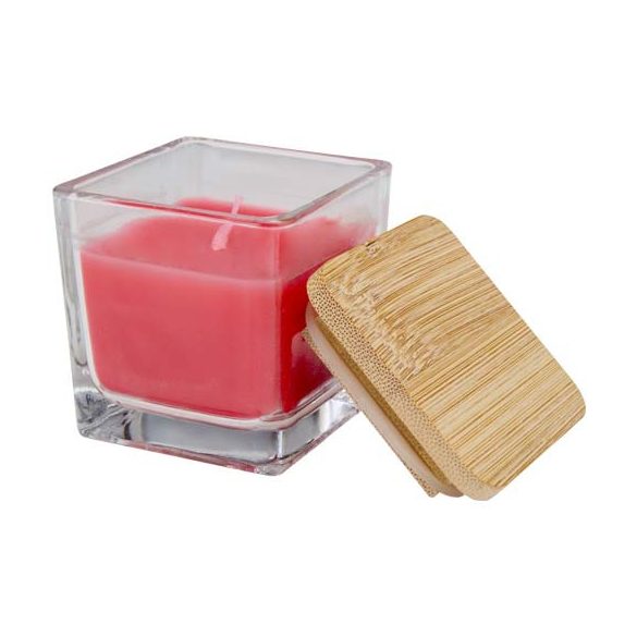 Ambra square glass candle with bamboo lid