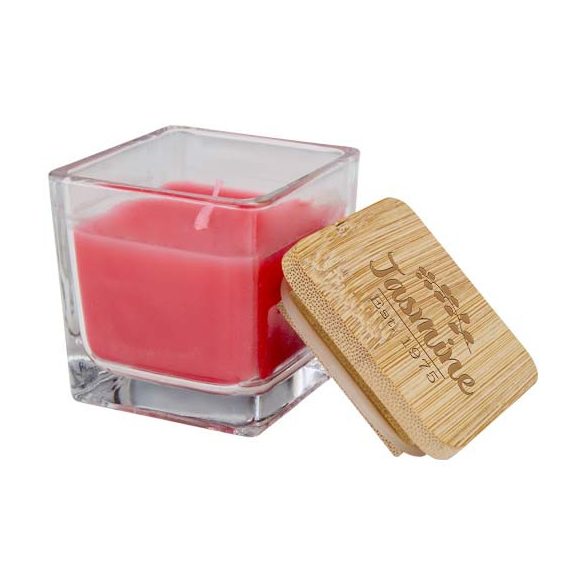Ambra square glass candle with bamboo lid