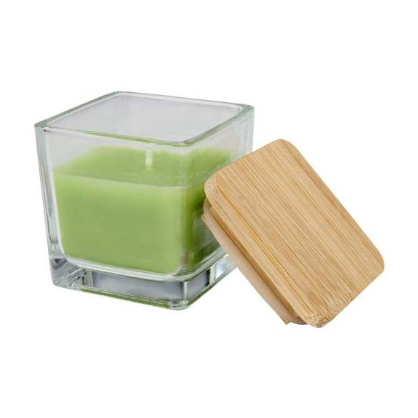 Ambra square glass candle with bamboo lid