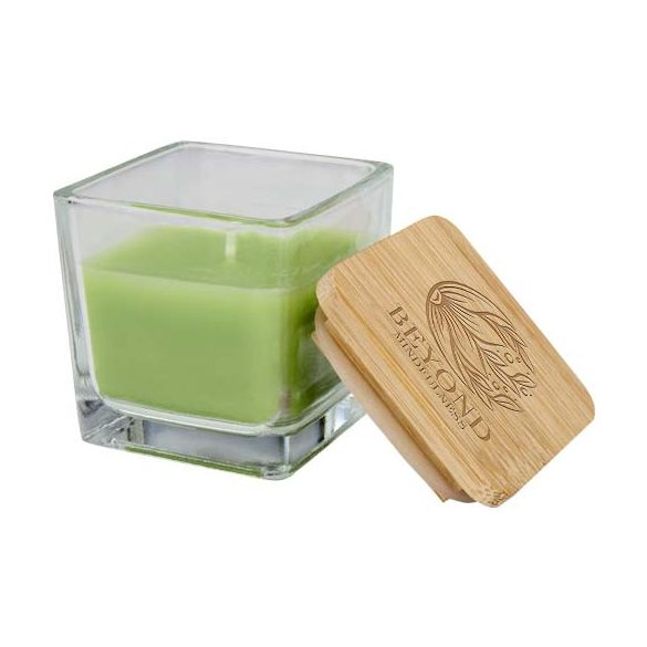 Ambra square glass candle with bamboo lid