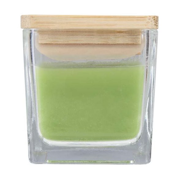 Ambra square glass candle with bamboo lid