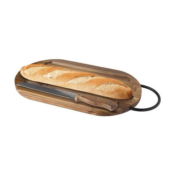 Prestige acacia wood chopping board with bread knife