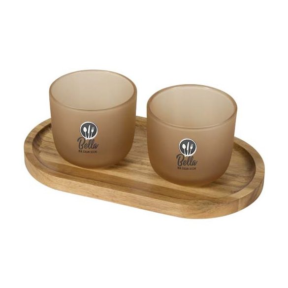 Male wooden serving tray and glass cups set