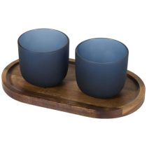 Male wooden serving tray and glass cups set
