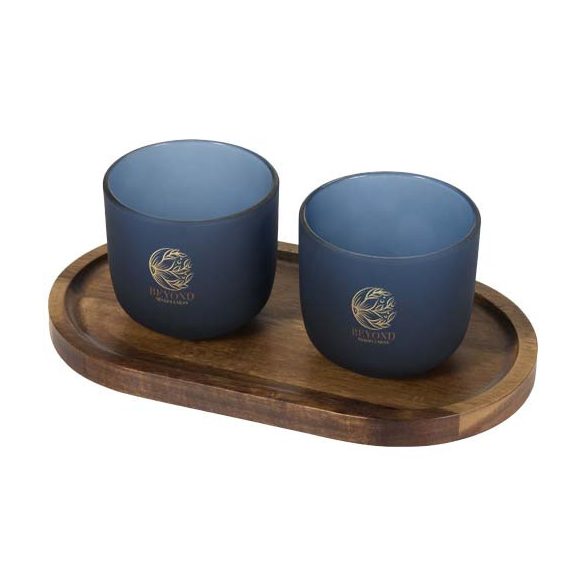 Male wooden serving tray and glass cups set