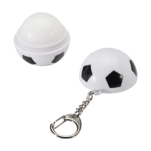 Rami football-shaped vanilla lip balm with SPF 15 and keychain