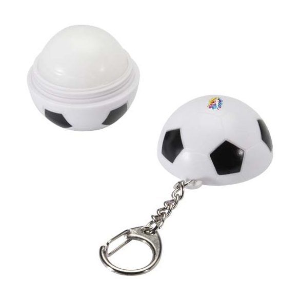 Rami football-shaped vanilla lip balm with SPF 15 and keychain