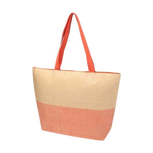 Rhythm straw paper large zipped tote bag 21L