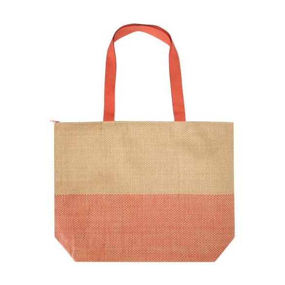 Rhythm straw paper large zipped tote bag 21L