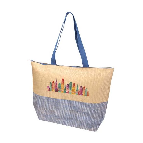 Rhythm straw paper large zipped tote bag 21L