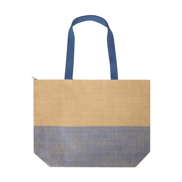 Rhythm straw paper large zipped tote bag 21L
