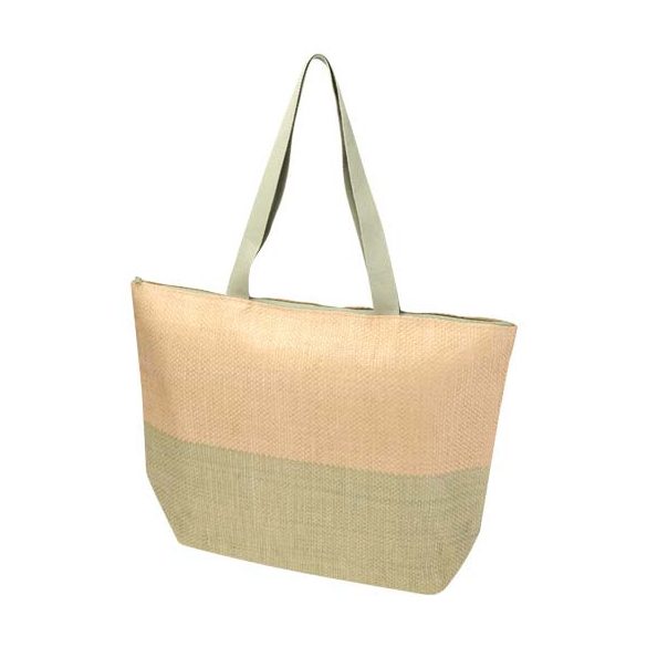 Rhythm straw paper large zipped tote bag 21L