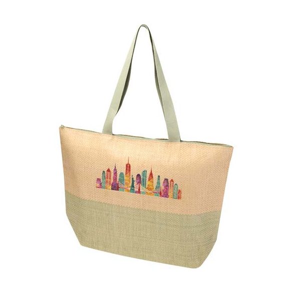 Rhythm straw paper large zipped tote bag 21L