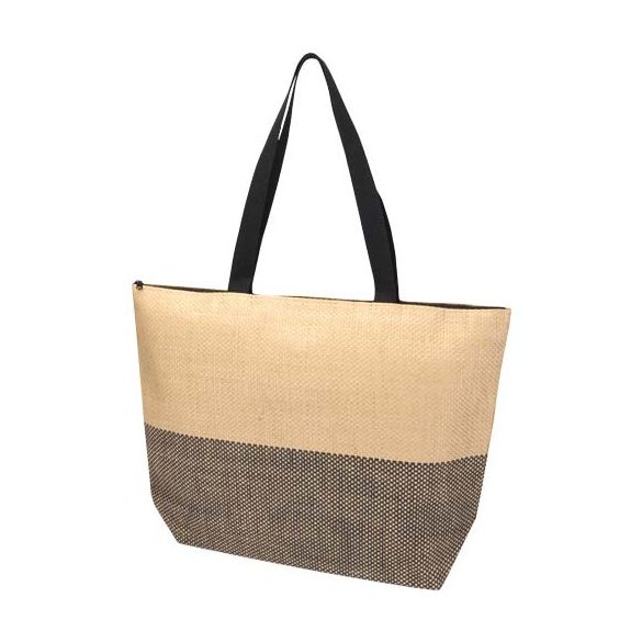 Rhythm straw paper large zipped tote bag 21L