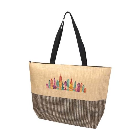 Rhythm straw paper large zipped tote bag 21L