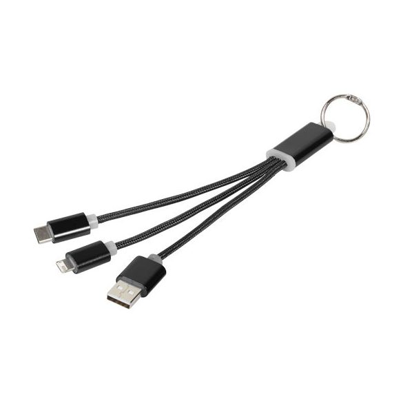 Metal 3-in-1 charging cable with keychain