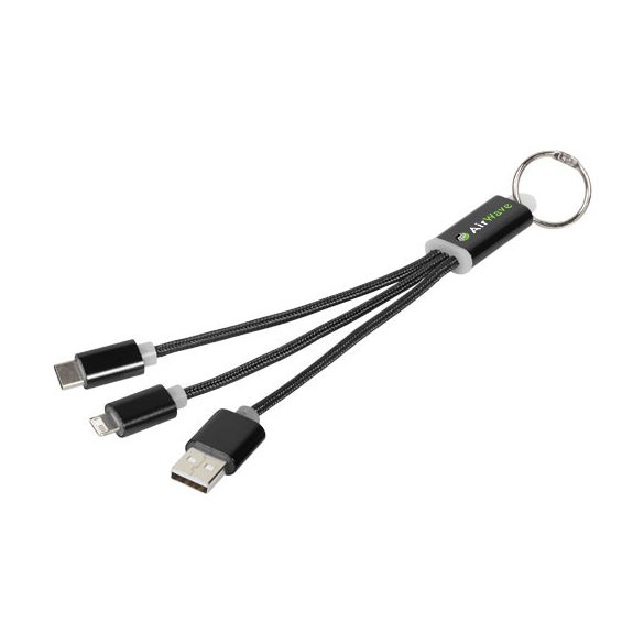 Metal 3-in-1 charging cable with keychain
