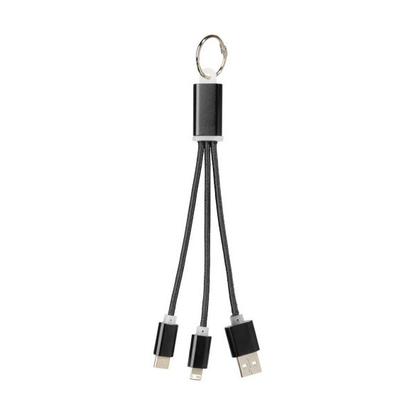 Metal 3-in-1 charging cable with keychain