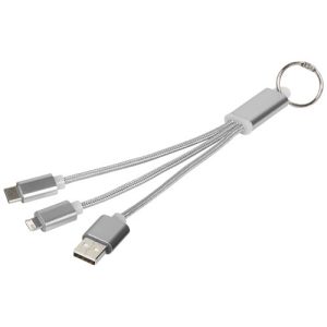 Metal 3-in-1 charging cable with keychain