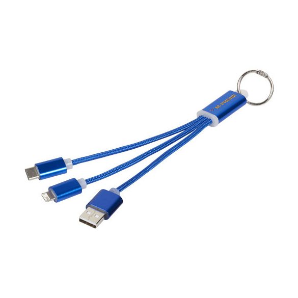 Metal 3-in-1 charging cable with keychain