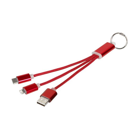 Metal 3-in-1 charging cable with keychain