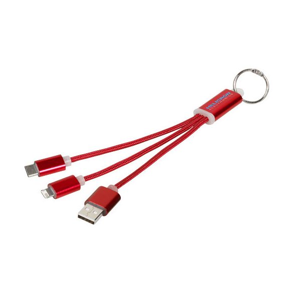 Metal 3-in-1 charging cable with keychain