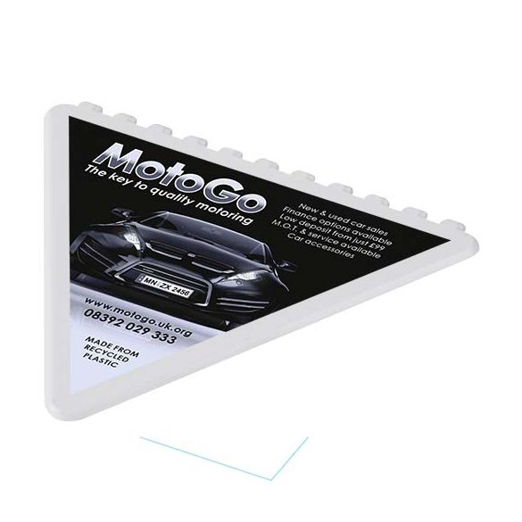 Frosty triangular recycled plastic ice scraper
