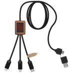   SCX.design C38 5-in-1 rPET light-up logo charging cable with squared wooden casing