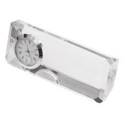 CRISTALINO CLOCK paperweight with table clock,  transparent