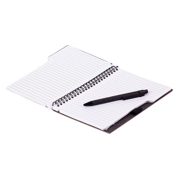 TELDE eco notebook with lined pages and pen, black