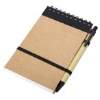   ECO RIBBON notebook with clear pages 90x140 / 140 pages with pen,  black/beige