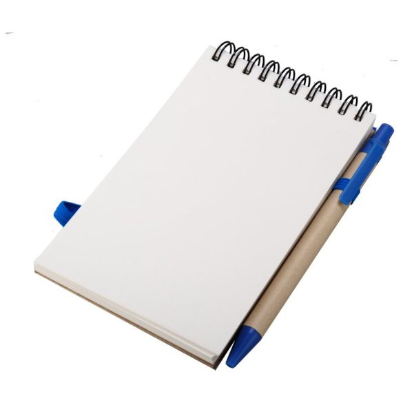 ECO RIBBON notebook with clear pages 90x140 / 140 pages with pen,  blue/beige