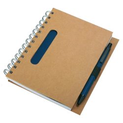   ECO  notebook with clean pages 150x175 / 140 pages with pen,  dark blue/beige