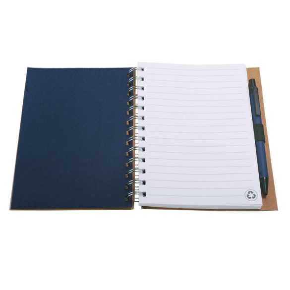 ECO  notebook with clean pages 150x175 / 140 pages with pen,  dark blue/beige
