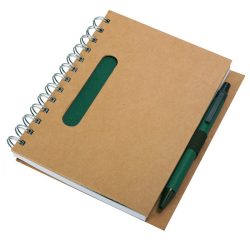   ECO notebook with clean pages 150x175 / 140 pages with pen,  green/beige