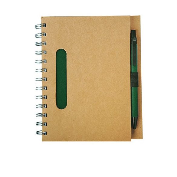 ECO notebook with clean pages 150x175 / 140 pages with pen,  green/beige