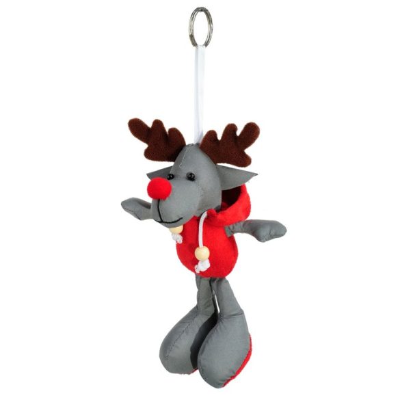 REINDEER reflective key ring,  grey/red