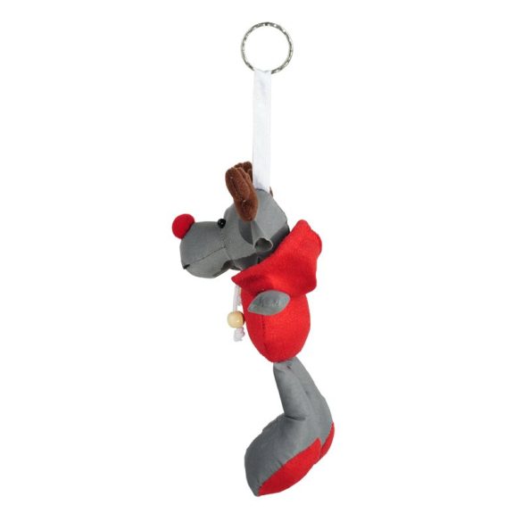 REINDEER reflective key ring,  grey/red