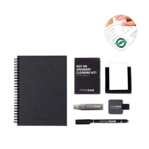 STARTER KIT INFINITEBOOK A5 PLANNER TEXTURE. Kit cuprinzand „Infinitebook” cu coperta tare, 1 kit de curatare, 1 marker si 1 suport pentru pix