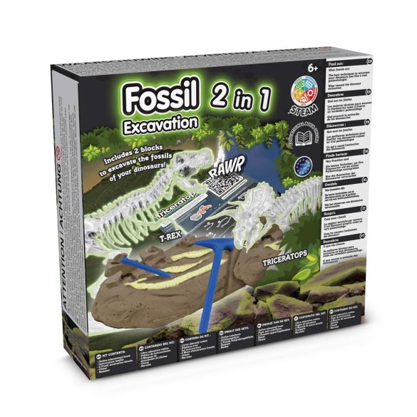 2 in 1 Fossil Excavation Kit II. Educational game supplied with a kraft paper gift bag (90 g/m²)