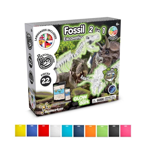 2 in 1 Fossil Excavation Kit IV. Educational game supplied with a non-woven gift bag (80 g/m²)