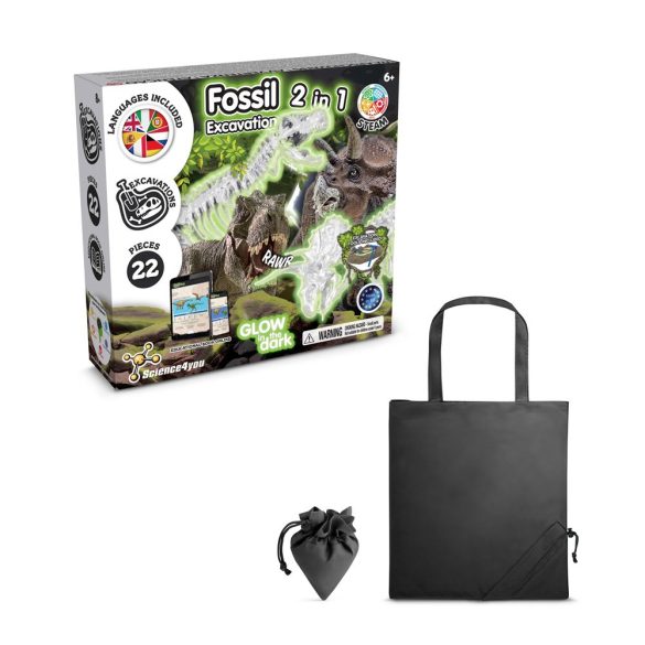 2 in 1 Fossil Excavation Kit V. Educational game supplied with a 190T folding gift bag