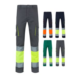 VL ZEUS. Pantaloni elastici cu doua tonuri, cu buzunare multiple (240g/m²), din bumbac (46%), EME (38%) si poliester (16%)
