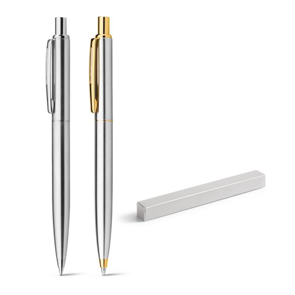 SILVERIO. Metal ball pen with shiny barrel and clip