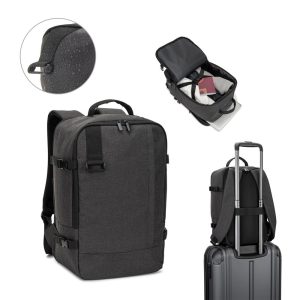 CIES. Backpack developed to fulfil the dimensions required by airlines in high-density 600D recycled polyester