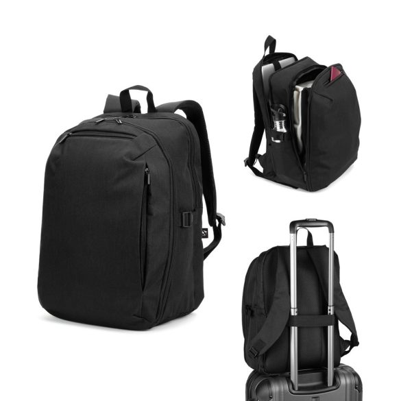 UDINE. Rucsac cu un compartiment cu deschidere completa din poliester reciclat 300D de inalta densitate, 16"